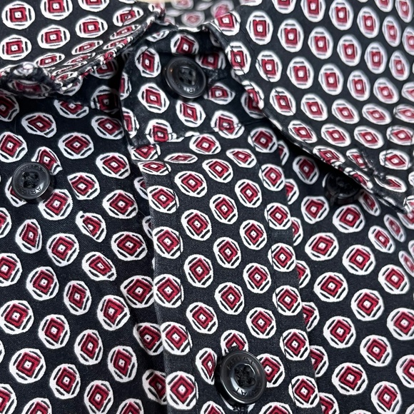 Ariat Navy/Red Long Sleeve Dress Shirt with Open Chest Pocket; Size XL - Picture 4 of 13